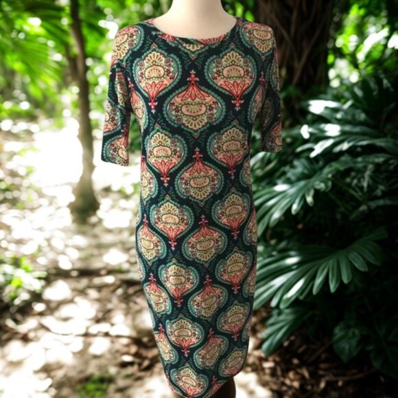 Lula Roe Knit Patterned Dress - Picture 1 of 8